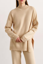 Load image into Gallery viewer, Solid Color Knitted Turtleneck Slit Two-piece Sweater Set leemho
