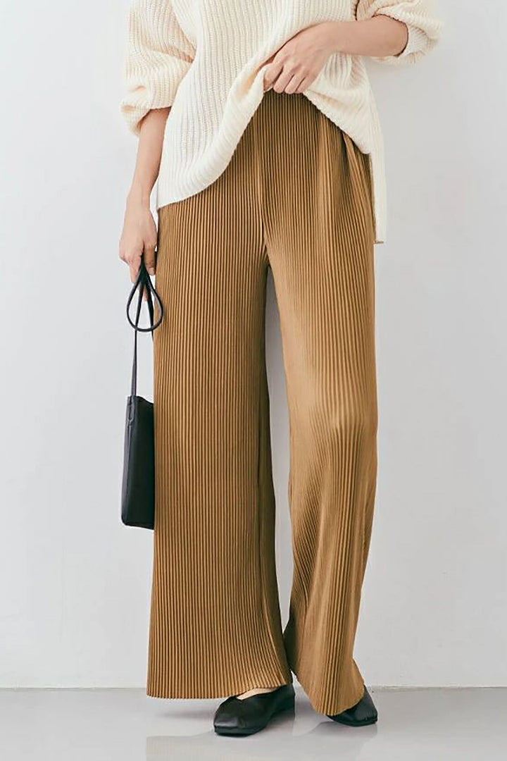 Spring Summer Solid Color Pleated Loose Trousers