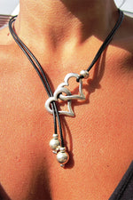 Load image into Gallery viewer, Heart Design Pendant Cowhide Rope Necklace
