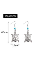 Load image into Gallery viewer, Hollow Turtle Retro Turtle Turquoise Earrings
