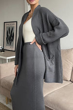 Load image into Gallery viewer, Sweater Cardigan Loose High Waist Skirt Fashionable Knitted Two-piece Set leemho