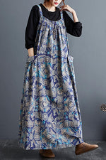 Load image into Gallery viewer, Linen Printed Sling Ethnic Dress