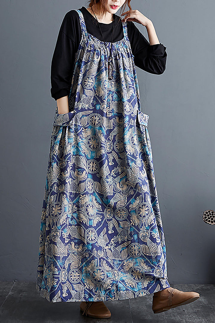 Linen Printed Sling Ethnic Dress