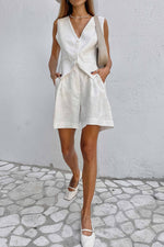 Load image into Gallery viewer, Summer V-neck Sleeveless Design Shorts Daily Suit