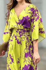 Load image into Gallery viewer, Short Sleeve Yellow Printed Jumpsuit leemho