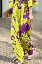 Load image into Gallery viewer, Short Sleeve Yellow Printed Jumpsuit leemho