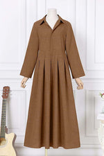 Load image into Gallery viewer, Solid Color Lapel Long Sleeve Dress leemho