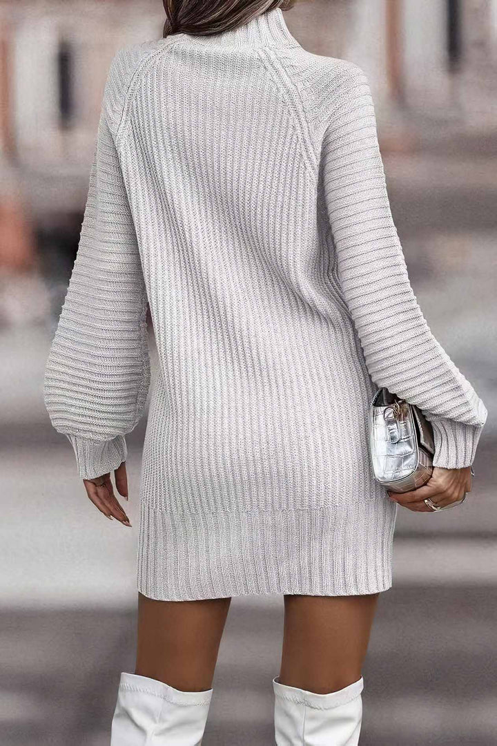Turtleneck Long Sleeve Hip-Covering Sweater Dress
