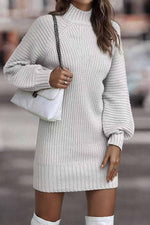 Load image into Gallery viewer, Turtleneck Long Sleeve Hip-Covering Sweater Dress