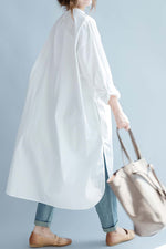 Load image into Gallery viewer, Plus Size Slit Buttoned Long Shirt Dress