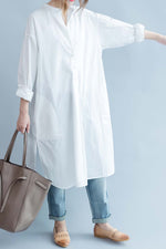 Load image into Gallery viewer, Plus Size Slit Buttoned Long Shirt Dress
